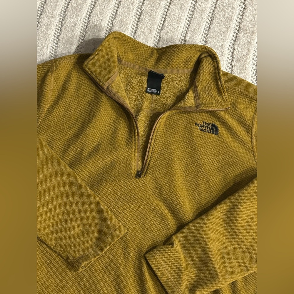 The North Face Men’s Fleece Pullover Gold/Khaki Quarter-Zip Jacket - XL - Picture 7 of 11